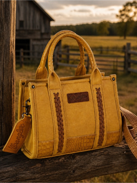 Wrangler Handbags - 🎈HP🥳🎉 Wrangler Ladies Croc Concealed Carry Mustard Crossbody Tote Bag